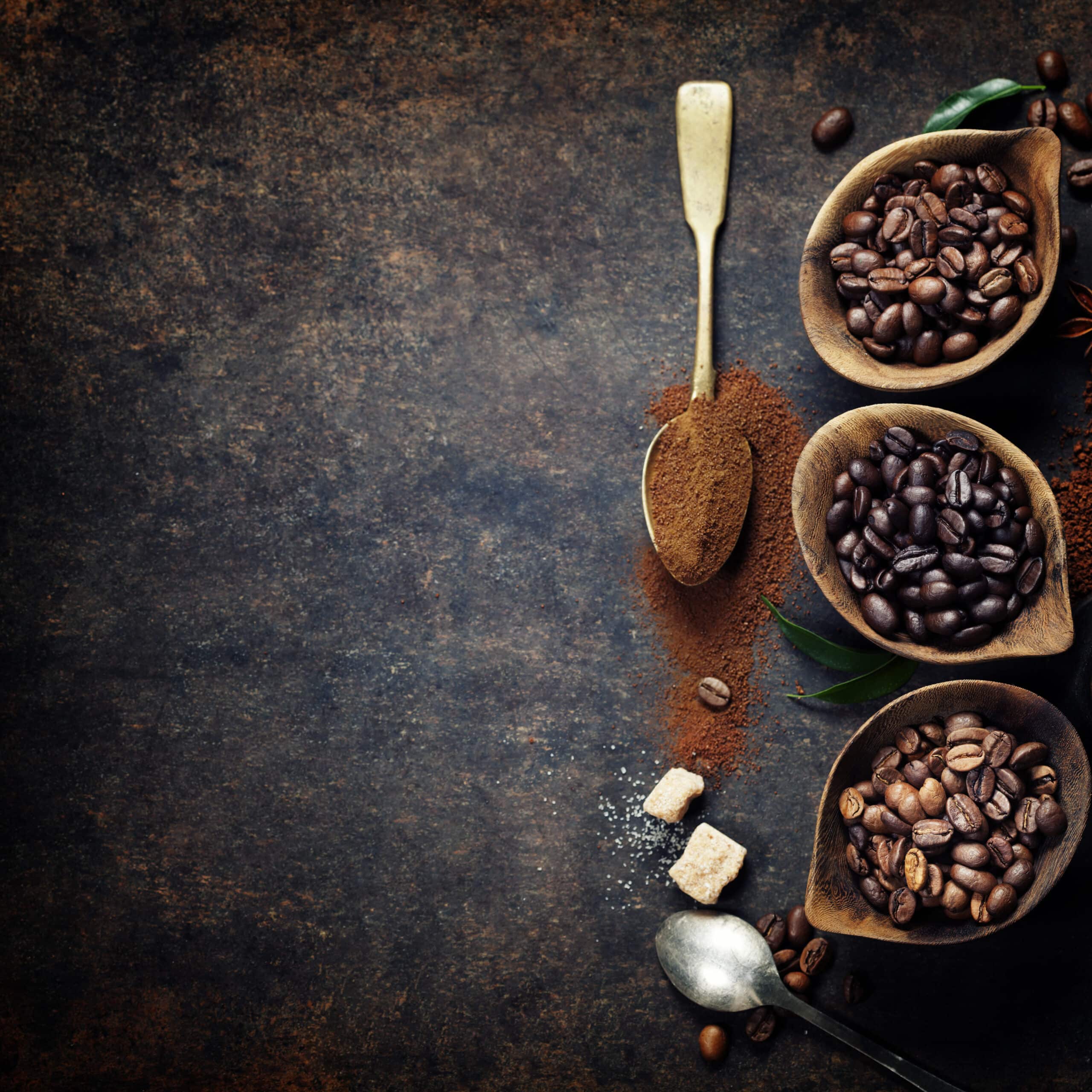 Three Different Varieties Of Coffee Beans